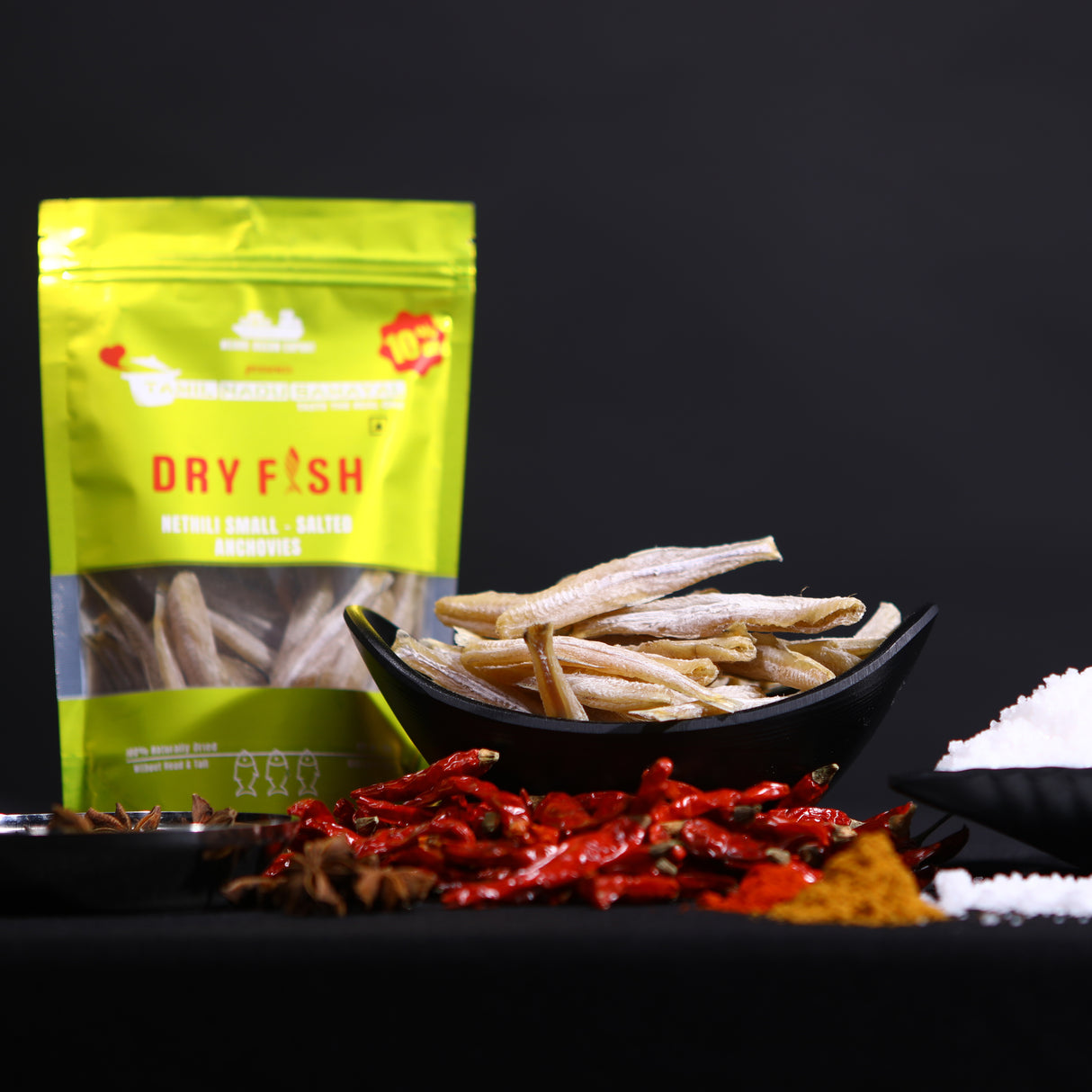 Nethili Dry Fish | Headless, Tailless, Stomach less, Export Quality